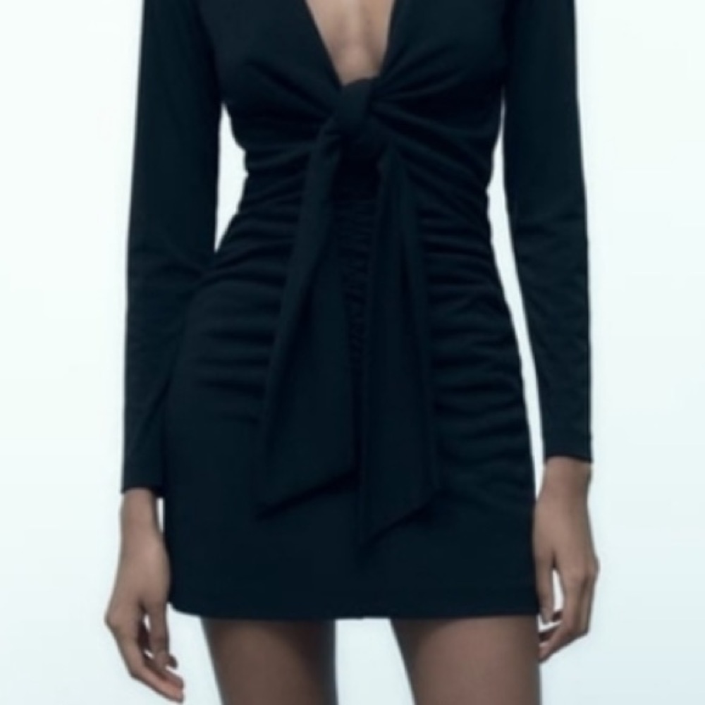 NWT Zara Front Tie Mini Black address Size‎ S - Picture 3 of 14
